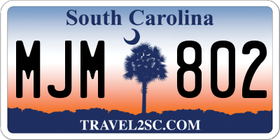 SC license plate MJM802