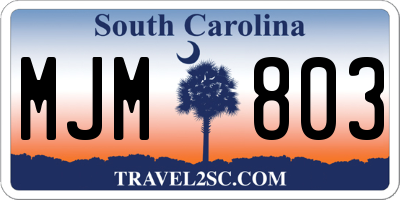 SC license plate MJM803