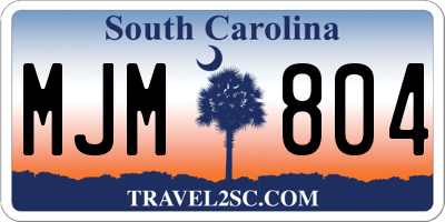 SC license plate MJM804