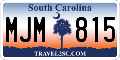 SC license plate MJM815