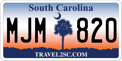 SC license plate MJM820