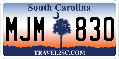 SC license plate MJM830