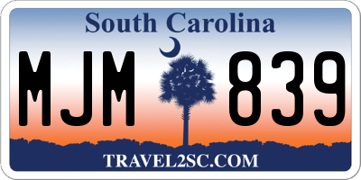 SC license plate MJM839