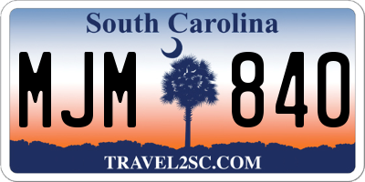 SC license plate MJM840