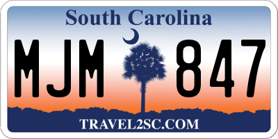 SC license plate MJM847