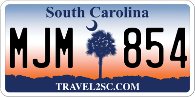 SC license plate MJM854