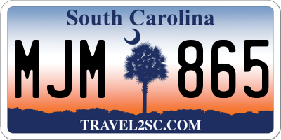 SC license plate MJM865