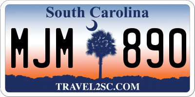 SC license plate MJM890