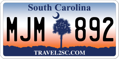 SC license plate MJM892