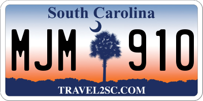 SC license plate MJM910