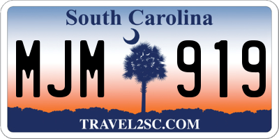 SC license plate MJM919