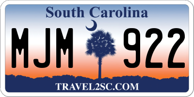 SC license plate MJM922