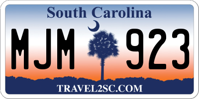 SC license plate MJM923