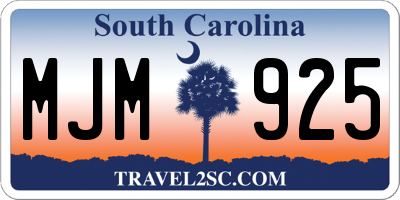 SC license plate MJM925