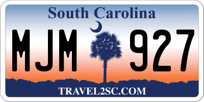 SC license plate MJM927