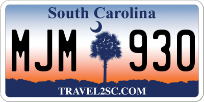 SC license plate MJM930