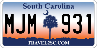 SC license plate MJM931