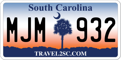 SC license plate MJM932