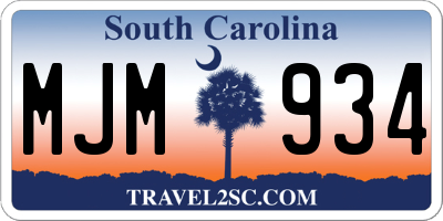 SC license plate MJM934
