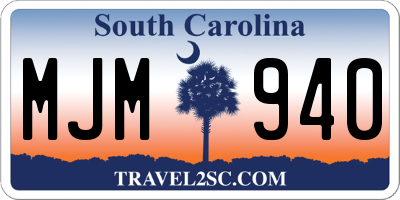 SC license plate MJM940