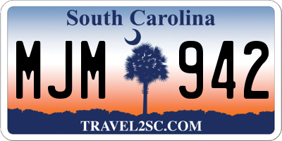 SC license plate MJM942