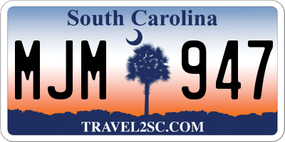 SC license plate MJM947