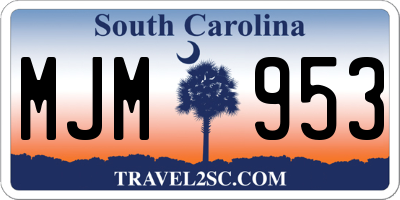 SC license plate MJM953