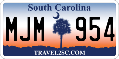 SC license plate MJM954