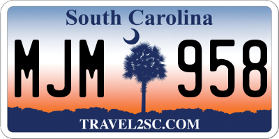 SC license plate MJM958