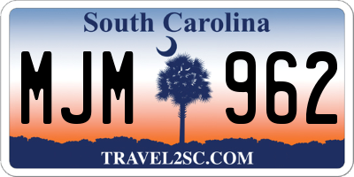 SC license plate MJM962
