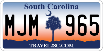 SC license plate MJM965