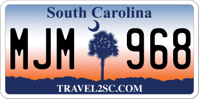 SC license plate MJM968