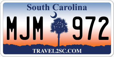 SC license plate MJM972