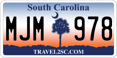 SC license plate MJM978