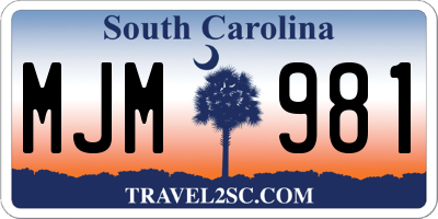 SC license plate MJM981