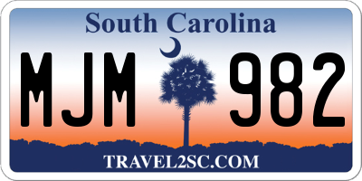 SC license plate MJM982