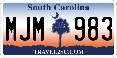 SC license plate MJM983