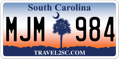 SC license plate MJM984