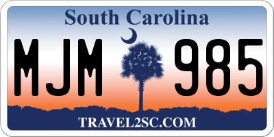 SC license plate MJM985