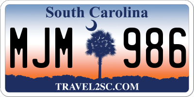 SC license plate MJM986