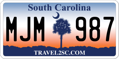 SC license plate MJM987