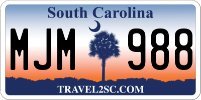 SC license plate MJM988