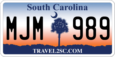 SC license plate MJM989