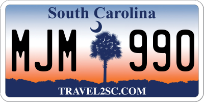 SC license plate MJM990