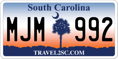 SC license plate MJM992