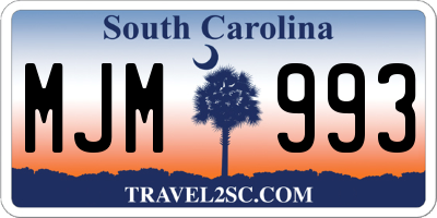 SC license plate MJM993