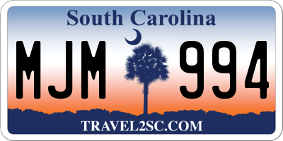 SC license plate MJM994