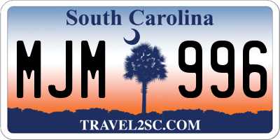 SC license plate MJM996
