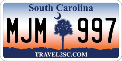 SC license plate MJM997