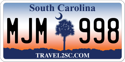 SC license plate MJM998